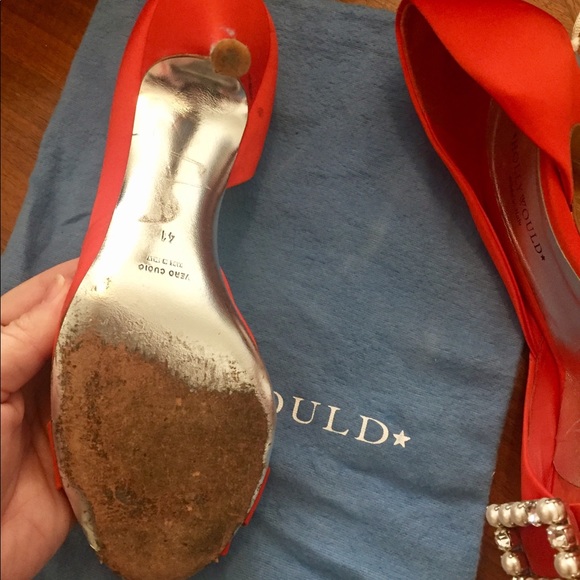 EUC Hollywould Red satin heels - Picture 2 of 5